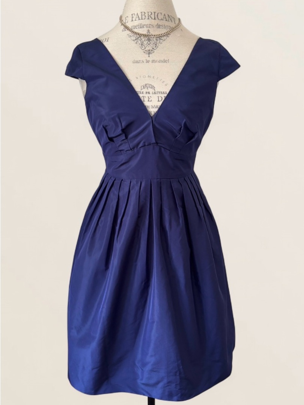 J. Crew Deep Blue Silk Pleated Mini Dress With Pockets - Size 0